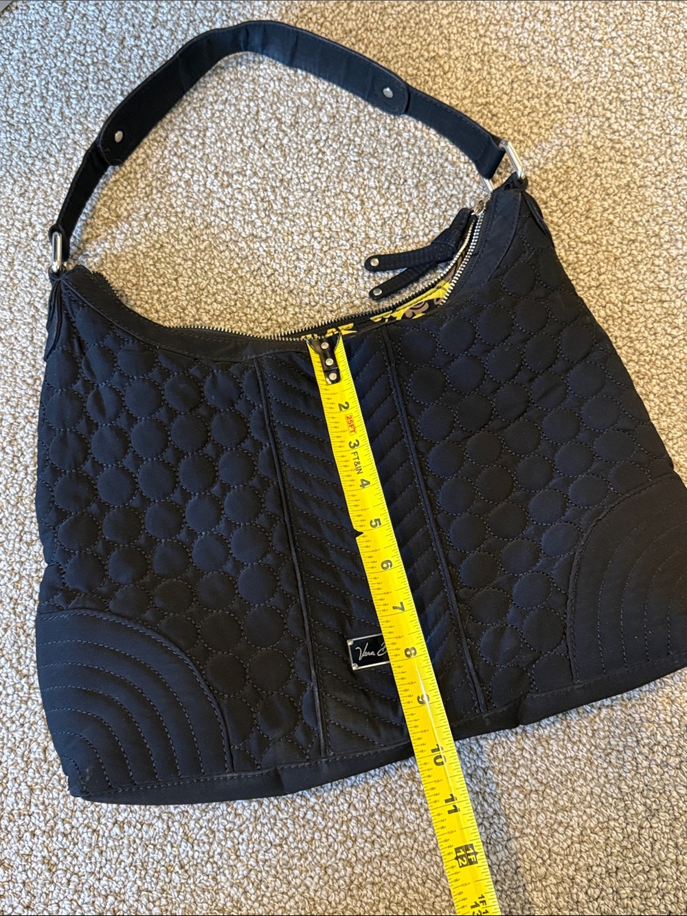 Vera Bradley Retired Baroque Inside Lining Quilted Black Shoulder Hobo Bag Purse - Picture 3 of 5